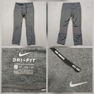 Nike Dri-Fit Running Tights Womens XS Gray Drawstring Reflective